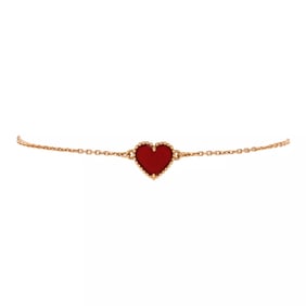 Van Cleef & Arpels Sweet Alhambra Heart Bracelet 18K Rose Gold with Carnelian