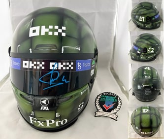 Lando Norris Signed Full Size Helmet 1:1 Halo 2022 Singapore GP McLaren Formu...