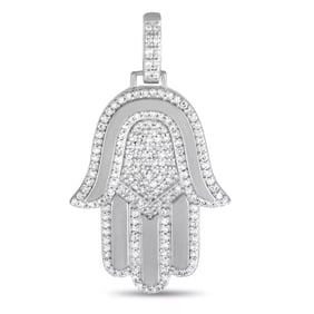 14K White Gold 0.50ct Diamond Hamsa Pendant