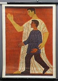 Vintage Mural Rollable Religious Wall Chart Guardian Angel