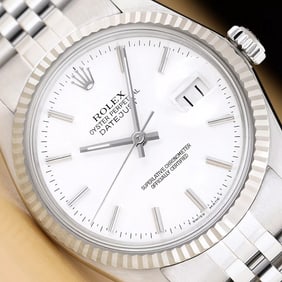 ROLEX MENS DATEJUST 16014 WHITE DIAL 18K WHITE GOLD & STAINLESS STEEL WATCH