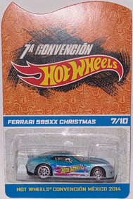 Teal FERRARI 599XX Hot Wheels 2014 Mexico Convention #7/10 Christmas Special