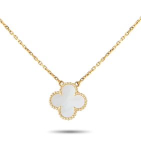 Van Cleef & Arpels Alhambra 18K Yellow Gold Mother of Pearl Necklace VC37...