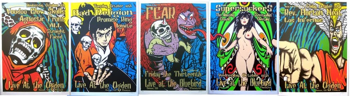LIMITED EDITION Set Of 5 Bad Religion Supersuckers Concert Posters 2000~(18.5? x 25?)