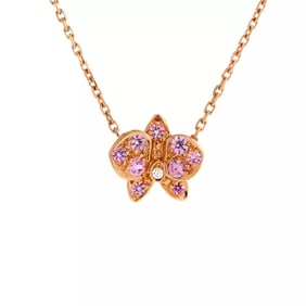 Cartier Caresse D'Orchidees Necklace 18K Rose Gold with Sapphires and Diamond