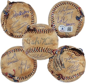 Sandlot (8) Guiry, Leopardi, Renna +5 Signed Chewed Baseball w/ Character BAS