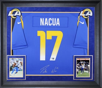 Rams Puka Nacua Authentic Signed Blue Nike Game Framed Jersey Fanatics