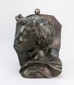 20th Century French Bronze E Barbedienne Fondeur Young Man Profile Wall Hanging