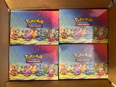 Pokemon TCG Prismatic Evolutions Mini Tin Display x4 CASE Brand New Sealed!
