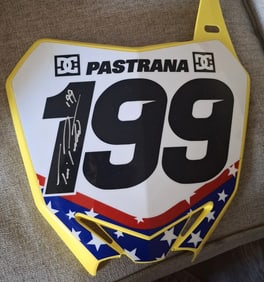 TRAVIS PASTRANA #199 *Signed Suzuki DC Stars Front Number PLATE - PSA COA