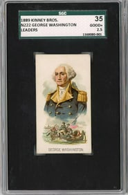 Graded 1889 N222 Kinney Bros. Leaders George Washington Tobacco Card SGC 2.5