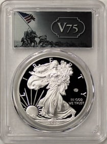 2020 W $1 Silver Eagle End of WWII V75 Privy PCGS PR69 DCAM First Strike