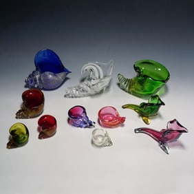 Collection of 11 Murano Art Glass Cornucopia by Seguso 1950s-60s