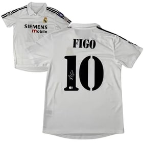 Luis Figo Signed Real Madrid FC Home Soccer Jersey #10 with Beckett COA