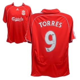 Fernando Torres Signed Liverpool FC Home Soccer Jersey #9 with Beckett COA