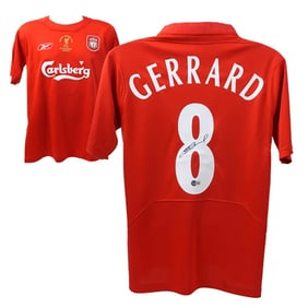 Steven Gerrard Signed Liverpool FC Home Soccer Jersey #8 with Beckett COA
