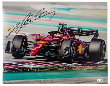 Charles Leclerc Signed Formula 1 Racing Print Size 16? x 20? with Beckett COA