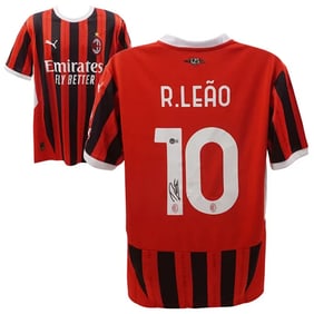 Rafael Leao Signed AC Milan Home Soccer Jersey #10 with Beckett COA
