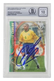 Roberto Carlos Signed 2002 Panini World Cup Japan #14 – BGS 10 Witnessed