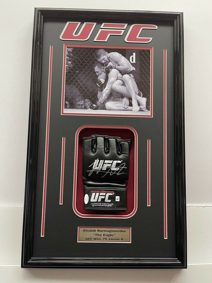 KHABIB NURMAGOMEDON AUTOGRAPHED FRAMED GLOVE vs MCGREGOR JSA WITNESS (1 of 1)