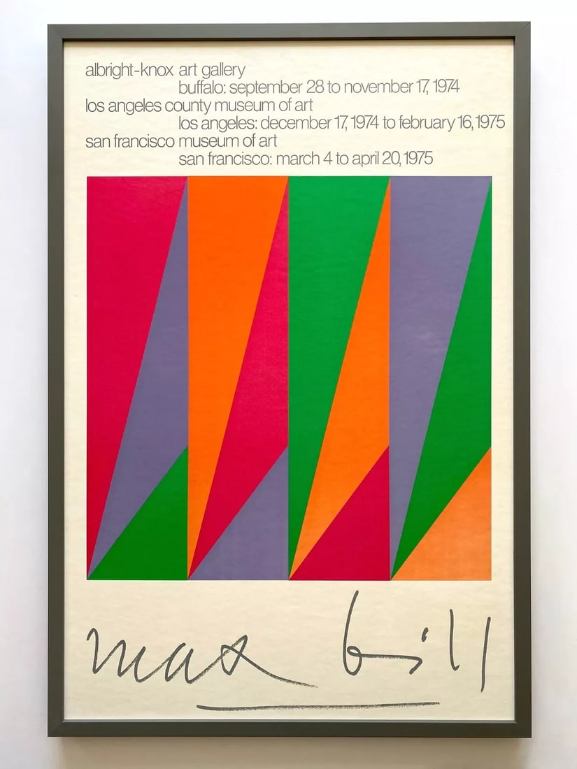 MAX BILL RARE 1974 SERIGRAPH SILKSCREEN PRINT FRAMED MODERNIST EXHIBITION POSTER: Condition: Used,Artist: Max Bill,Unit of Sale: Single Piece,Size: Large,Signed: No,Material: Paper,Original/Licensed Reprint: Original,Framing: Framed,Subject: Famous Paintings/Painters,Type: Poster,Y
