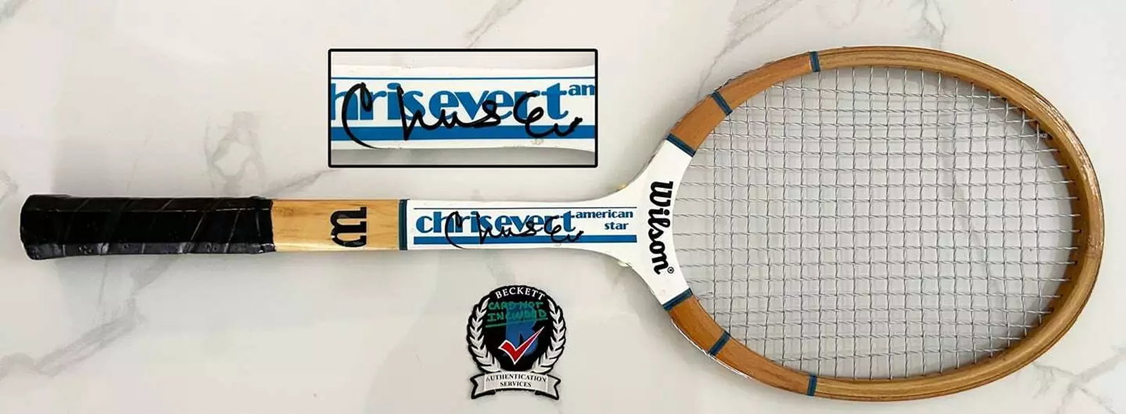 Chris Evert Signed Tennis Racquet Beckett BAS 4 COA: Condition: New: A brand-new, unused, unopened, undamaged item (including handmade items).,Modified Item: No,Country/Region of Manufacture: United States,Original/Reproduction: Original