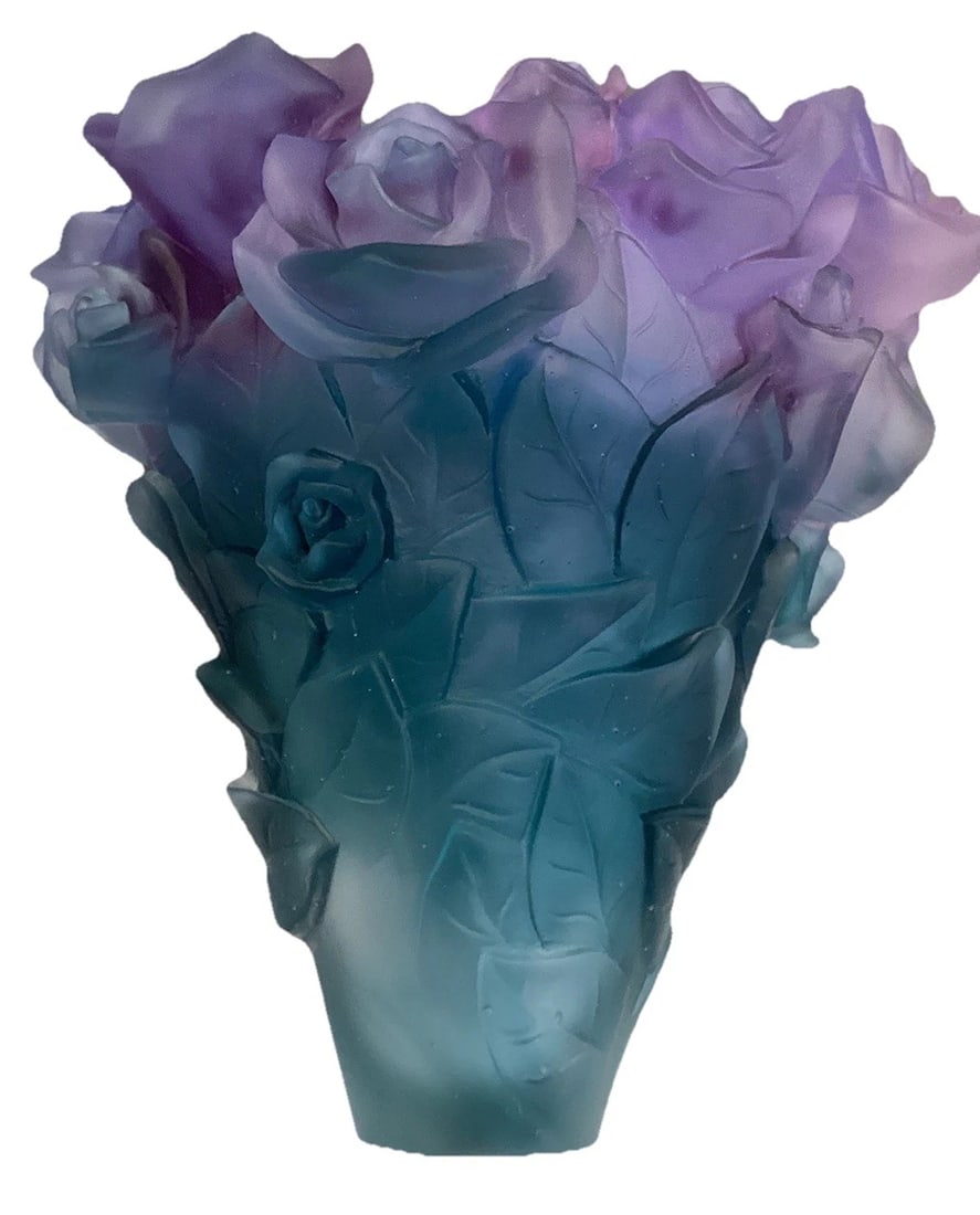 XL Multi Color Crystal Nancy Daum Style Vase H8??W6?? Heavy Art Glass Maker Unknow (1 of 10)