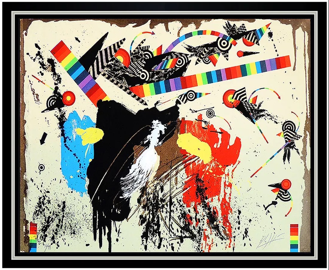 Georges Dussau Modern Abstract Embossed Color Etching Signed Large Framed Art (1 of 5)