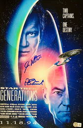 William Shatner  Patrick Stewart Signed 11x17 Star Trek Photo Poster Beckett BAS