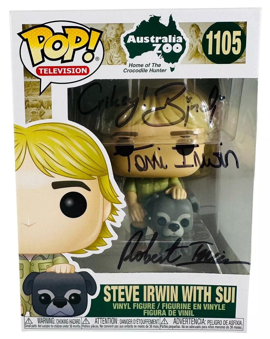 Bindi Terri Robert Irwin Signed Steve Irwin With Sui Funko Pop Australia Zoo COA: Personalize: No,Industry: Television,Signed by: Bindi Terri Robert Irwin,Signed: Yes,Autograph Authentication: Mint Memorabilia,Object Type: Funko Pop,Original/Reproduction: Original,Show: Steve Irwin