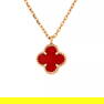 Van Cleef & Arpels Sweet Alhambra Pendant Necklace 18K Rose Gold and Carnelian