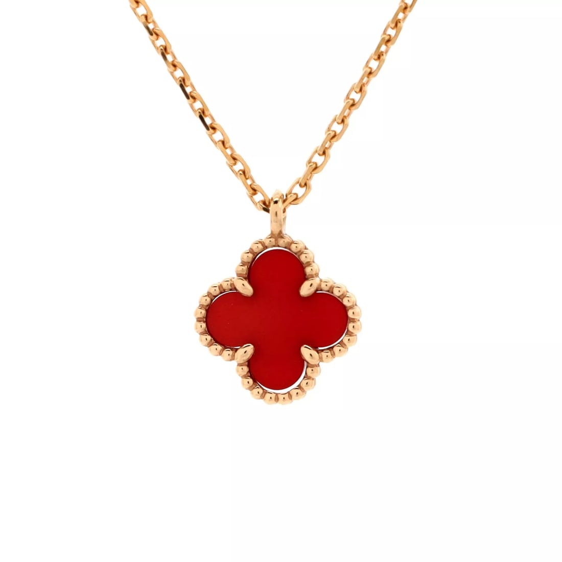 Van Cleef & Arpels Sweet Alhambra Pendant Necklace 18K Rose Gold and Carnelian (1 of 3)