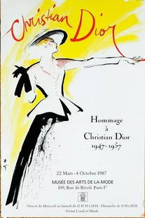 HOMMAGE A CHRISTIAN DIOR AUTHENTIC ORIGINAL POSTER 1987 BY RENE GRUAU 16X24: Condition: Used,Artist: RENE GRUAU,Size: 16x24,Color: Multi-Color,Date of Creation: 1987,Material: Canvas, Paper,Certificate of Authenticity (COA): Yes,Original/Licensed Reprint: Original,Framing: