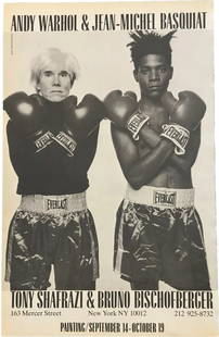 Original Vintage Basquiat Warhol 1985 Gallery Opening Advertisment Boxing Poster: Measures 17"H x 11"W . Condition: Used,Region of Origin: New York, USA,Width (Inches): 11,Listed By: Dealer or Reseller,Subject: Gallery Opening Advertisement,Originality: Original,Size: Medium (up