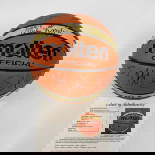 Kobe Bryant 2007 Team USA Signed Basketball 15 Sigs Olympics JSA COA: Molten FIBA official ball carries autographs from: Kobe Bryant, Jason Kidd, Chauncey Billups, Deron Williams, Michael Redd, Tayshaun Prince, Dwight Howard, Amar'e Stoudemire, Mike Miller, Tyson