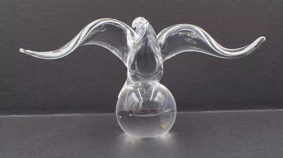 Steuben Glass Eagle on Globe, Desgned by James Houston, Circa 1965, Signed: Measures 6" high by 12" wide by 4 3/4" long. . Condition: Used,Brand: Steuben,Type: Figurine,Material: Glass,Year Manufactured: 1965,Subject: Eagle