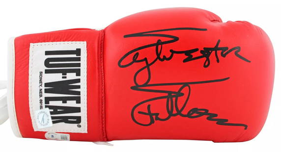 Sylvester Stallone Rocky Signed Right Hand Red Tuf-Wear Boxing Glove BAS: Autograph Authentication: Beckett,Industry: Movies,Original/Reproduction: Original,PRODUCT_COA: Beckett,PRODUCT_SIGNED_BY_NAME: Sylvester Stallone,PRODUCT_SIGNED_BY_BRAND: Rocky