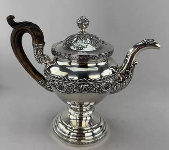 Excellent c1815 American Coin Silver Fletcher Gardiner Teapot or Coffee Pot: Type: Tea/Coffee Pot,Age: 1800-1849,Composition: Coin Silver (.900),Maker: Fletcher & Gardiner