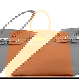 Hermes Birkin Handbag Brown Togo with Gold Hardware 35: Condition: Pre-owned,Brand: Hermes,Exterior Material: Leather,Style: Totes,Exterior Color: Brown,Department: Women,Size: 35,Accessories: Dust Bag