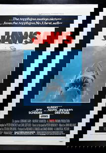JAWS 1975 ORIGINAL VINTAGE HORROR SHARK MOVIE POSTER: Industry: Movies,Object Type: Poster,Original/Reproduction: Original