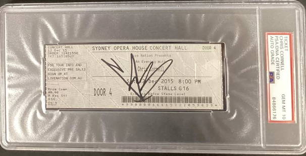 Chris Cornell Signed Ticket 2015 Full Concert PSA/DNA Grunge God Autograph MT 10: Industry: Music,Signed: Yes,Autograph Authentication: Professional Sports (PSA/DNA),Original/Reproduction: Original,Modified Item: No