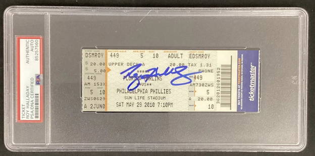 Roy Halladay Signed Ticket Full Perfect Game No Hits NLDS Baseball Auto PSA/DNA: Player: Roy Halladay,Sport: Baseball,Signed: Yes,Autograph Authentication: Professional Sports (PSA/DNA),Original/Reprint: Original,Product: Ticket Stub,Team: Philadelphia Phillies,Modified Item: No