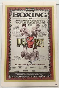 Oscar De La Hoya Signed Poster 22x33 Boxing +2 Autos Early 2nd Fight PSA/DNA: Sport: Boxing,Player: Oscar De La Hoya, Michael Carbajal, Tommy Morrison,Signed: Yes,Original/Reprint: Original,Autograph Authentication: Professional Sports (PSA/DNA),Product: Poster,Modified Item: