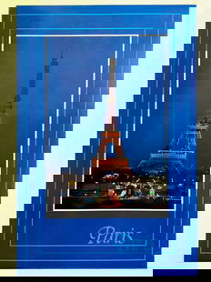 VINTAGE 1982 RARE " PARIS - EIFFEL TOWER " LITHOGRAPH PRINT FRANCE TRAVEL POSTER: Condition: Used,Features: RARE OUT OR PRINT,Width (Inches): 24 1/2",Listed By: Dealer or Reseller,Subject: Paris,Size: Medium (up to 36in.),Height (Inches): 36 1/2",Date of Creation: 1970-1989,Year