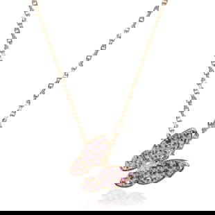 Van Cleef & Arpels Rose Gold Sapphire and Diamond Two Butterfly Pendant: Condition: Pre-owned,Pendant Shape: Mix,Necklace Length: 16 in,Country/Region of Manufacture: France,Clasp/Buckle Type: Lobster Claw,With Original Box/Packaging: Yes,With Papers: Yes,Main Stone