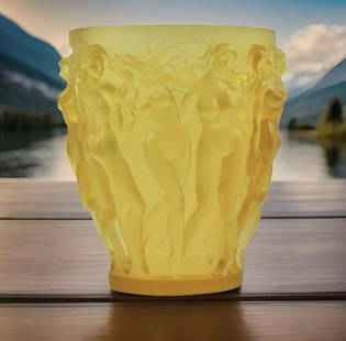 Xxl Lalique Style Bacchantes Nude Girls Vase H10?? 7?? W Heavy Art Glass 10lb Gold: Condition: Used: An item that has been used previously. The item may have some signs of cosmetic wear, but is fully operational and functions as intended. This item may be a floor model or store