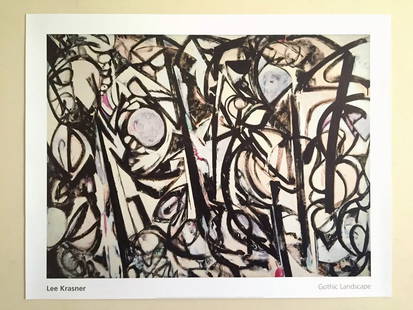 LEE KRASNER FOUNDATION ABST EXP LITHOGRAPH PRINT POSTER "GOTHIC LANDSCAPE" 1961: Condition: New: A brand-new, unused, unopened, undamaged item (including handmade items).,Artist: LEE KRASNER,Unit of Sale: Single-Piece Work,Size: Medium (up to 36in.),Signed: No,Color: Black,Date