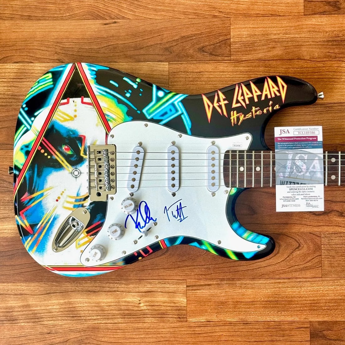 Def Leppard Signed Guitar Custom 1/1 Graphics JSA COA Joe Elliot Phil Collen (1 of 3)