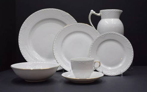 Royal Copenhagen-White Fluted Half Lacey w/ Gold Trim 90 Pieces Service For 12: Brand: Royal Copenhagen,Type: Dinner Set,Color: White,Model: Royal Copenhagen-Huge Set-90