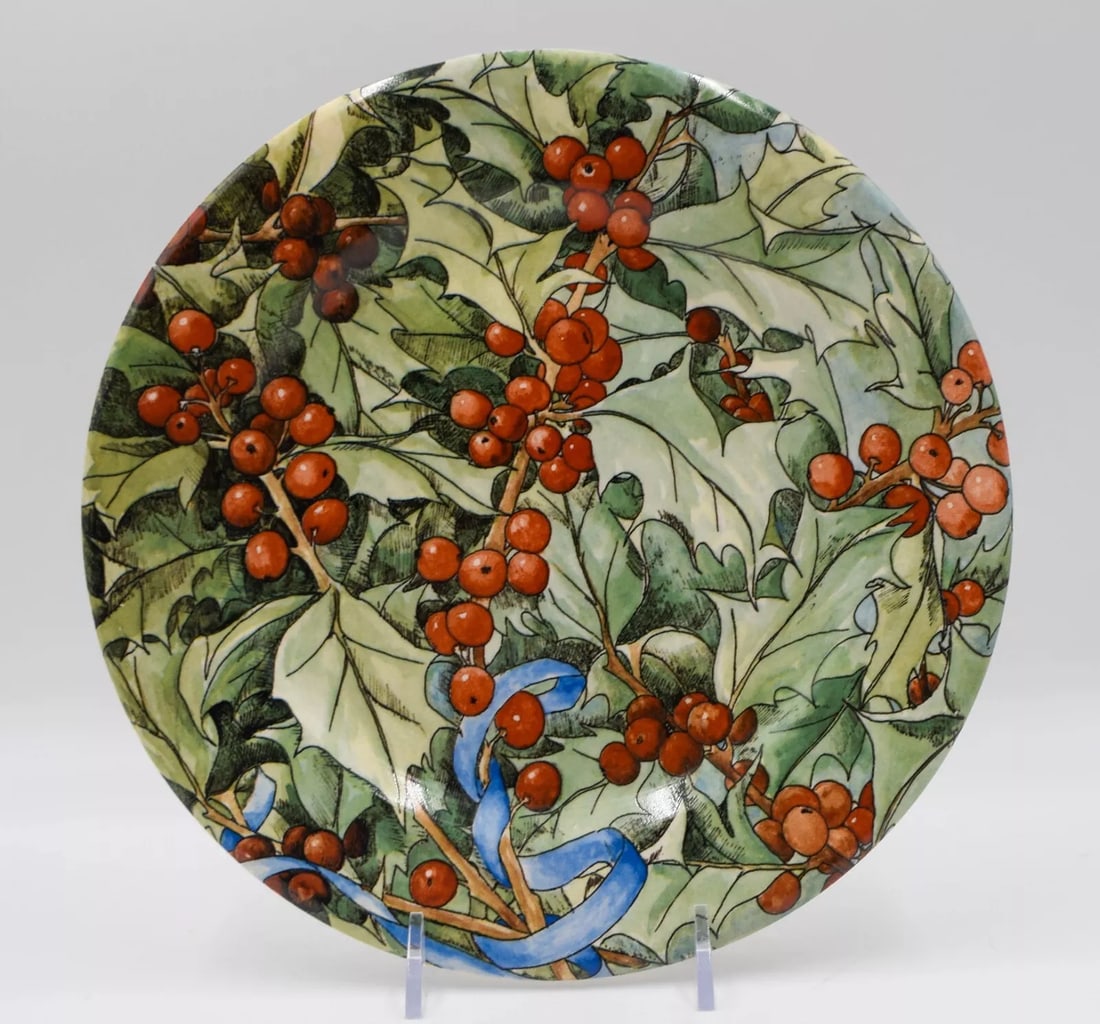 Set Of 8 Gien Le Houx Christmas Red Berry Dessert Plates 8.6" (1 of 6)